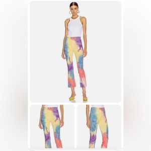 Tie-dye cropped flare jeans by Mother.